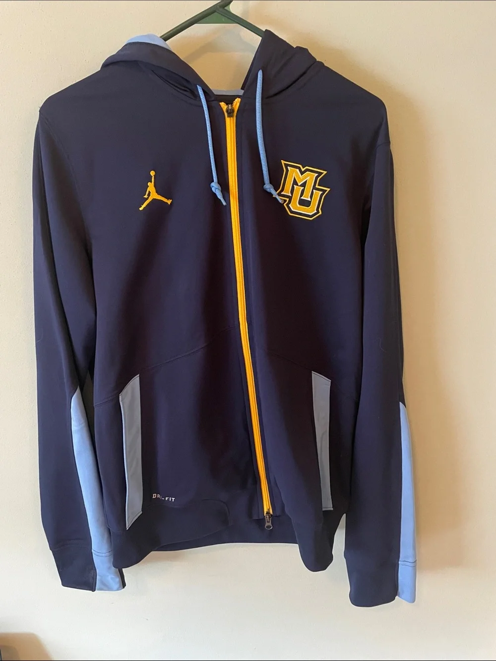 Jordan Navy Blue & Yellow Full-Zip Lightweight Hoodie